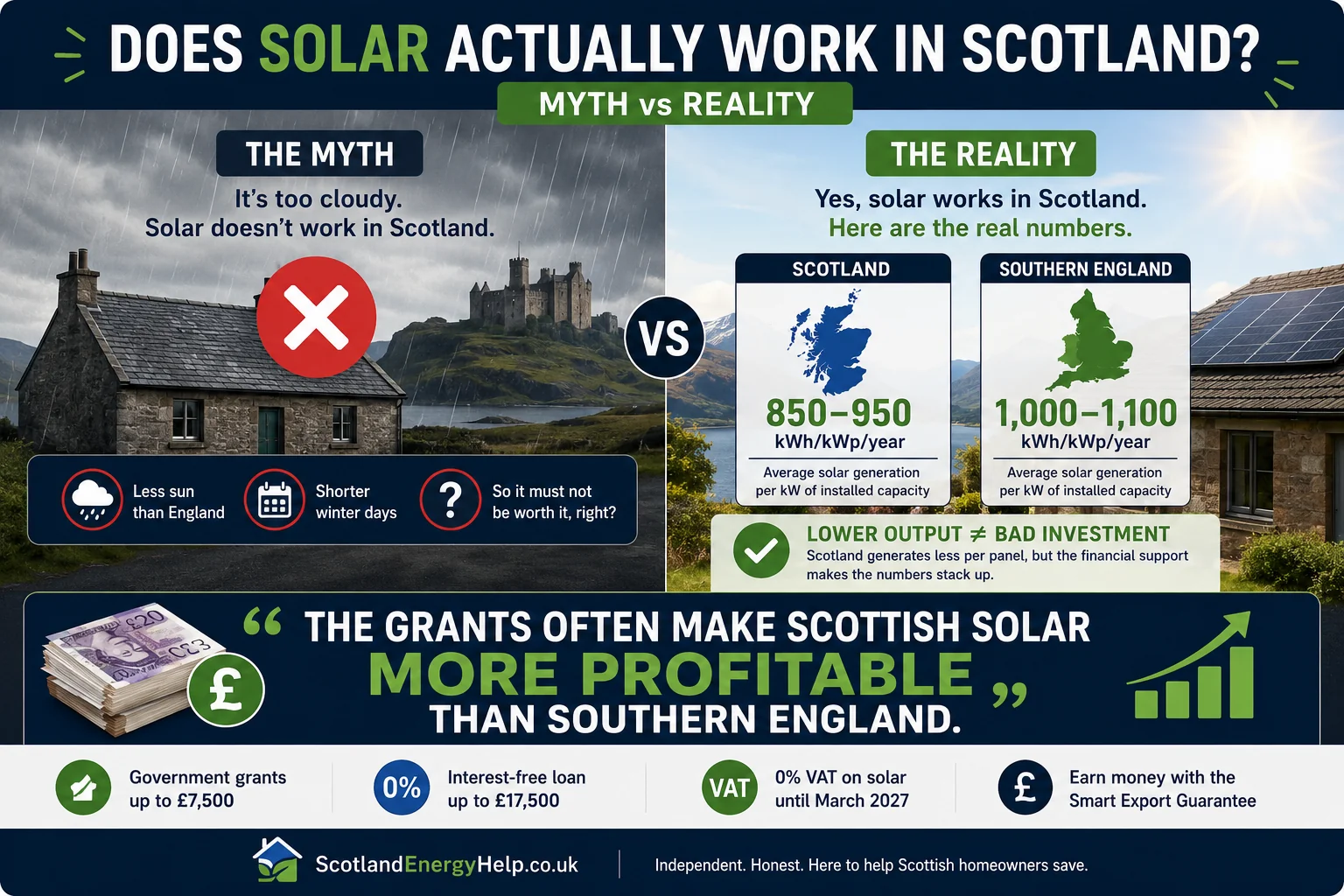 Myth vs reality — yes, solar works in Scotland, with grants making it more profitable than southern England