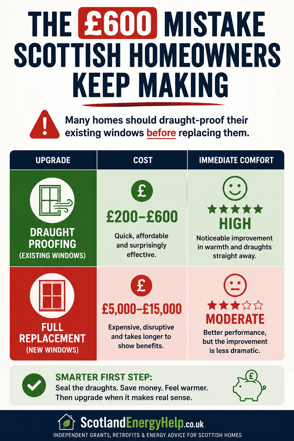 The £600 mistake — draught-proofing existing windows often beats jumping straight to full replacement